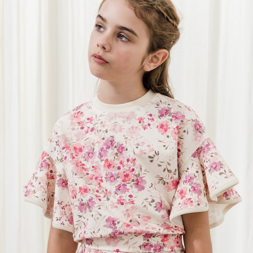 Petite Amalie Pink Posie Print Sweat Tee